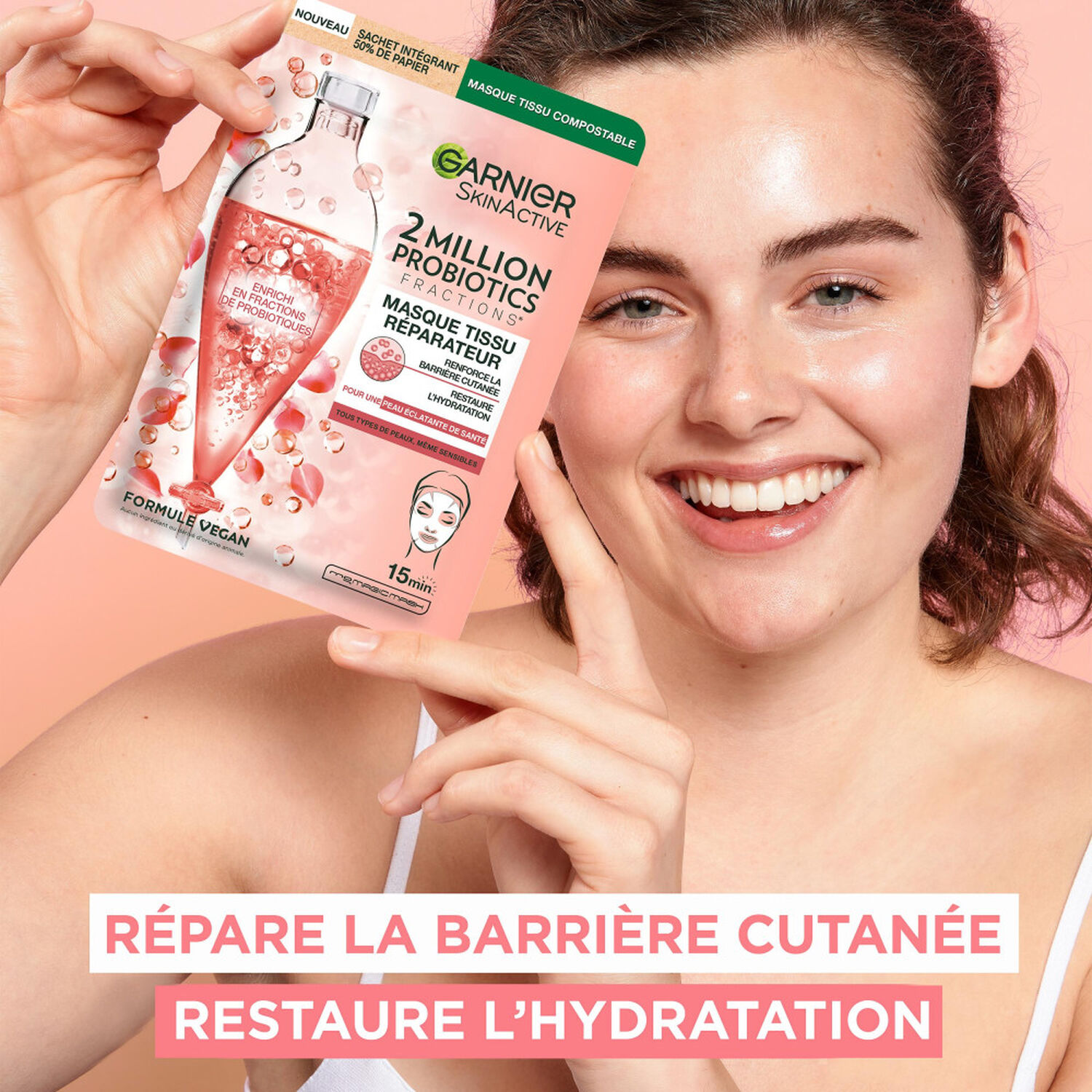 Garnier SkinActive Masque tissu soin visage réparateur 2 million probiotics