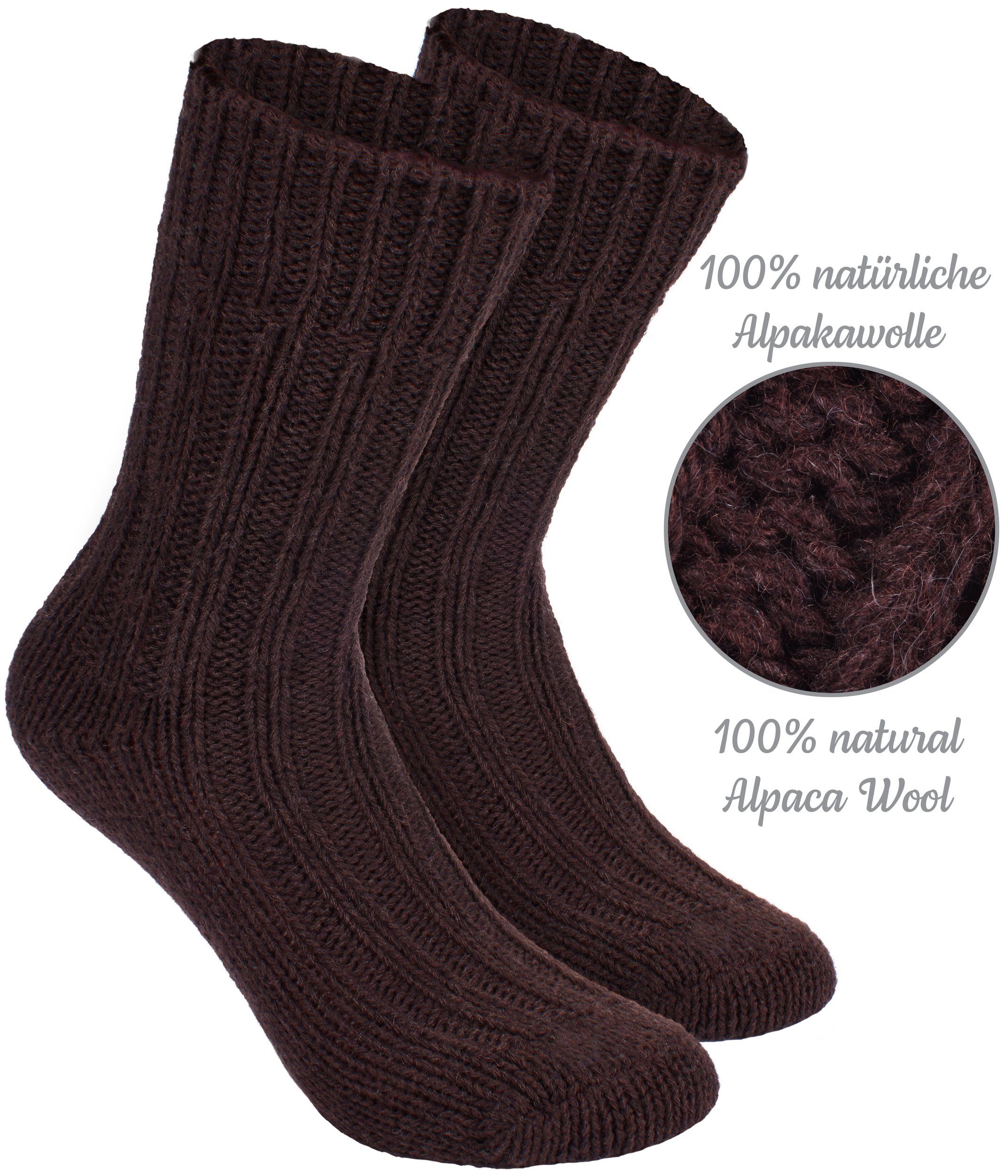 BRUBAKER Kuschelsocken Kinder Alpaka Socken aus 100% Alpakawolle (Set, 4 Paar) Wintersocken Set für Jungen und Mädchen - Kindersocken - Wollsocken