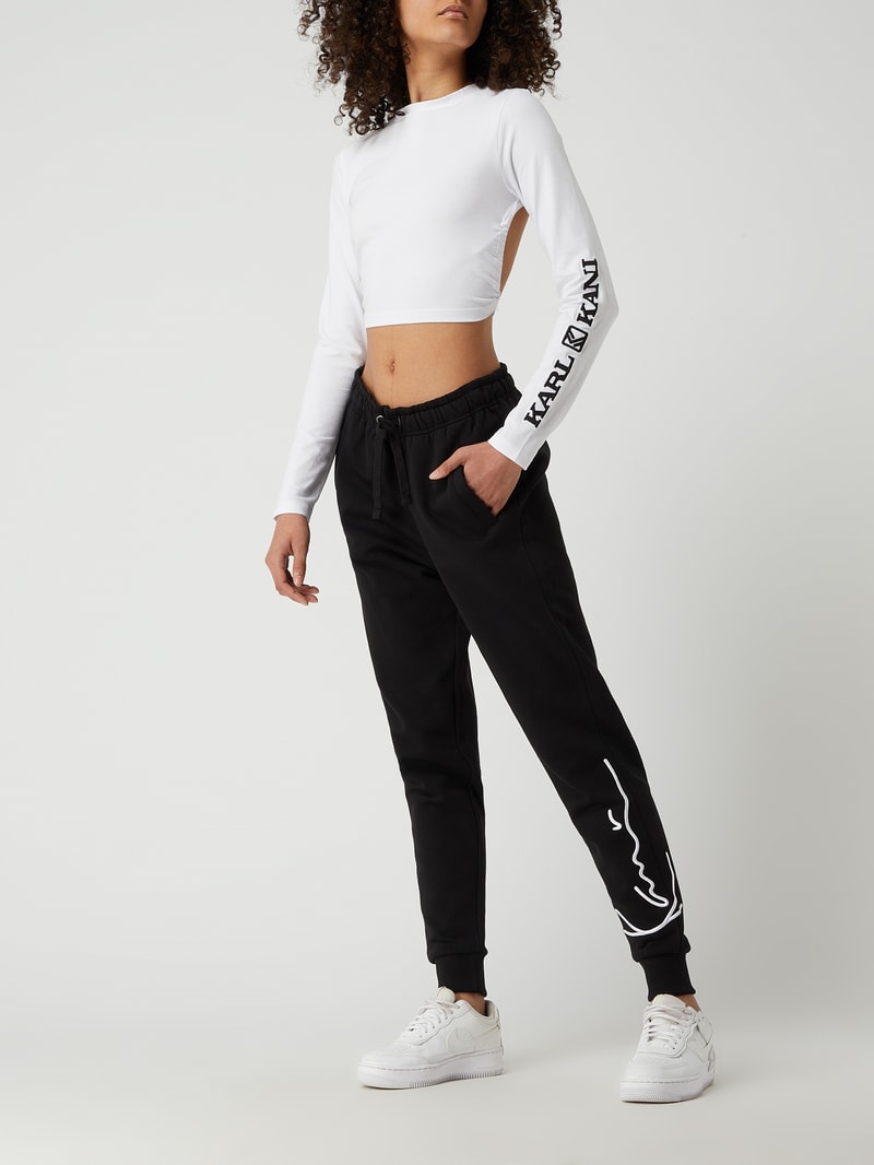 Cropped Longsleeve mit Logo in weiß
