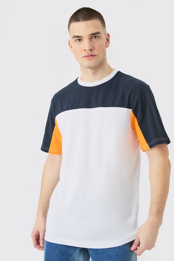 Tall dunkelblaues Colorblock T-Shirt