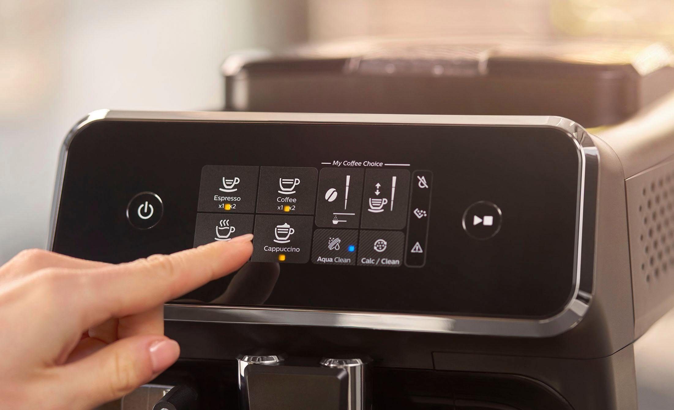 Philips Kaffeevollautomat 2200 Serie EP2236/40 LatteGo, für 3 Kaffeespezialitäten und anpassbarer Stärke, matt-schwarz