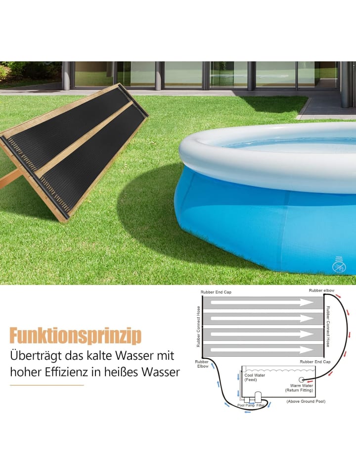 COSTWAY Solarkollektor Poolheizung 3m in Schwarz günstig kaufen onesize