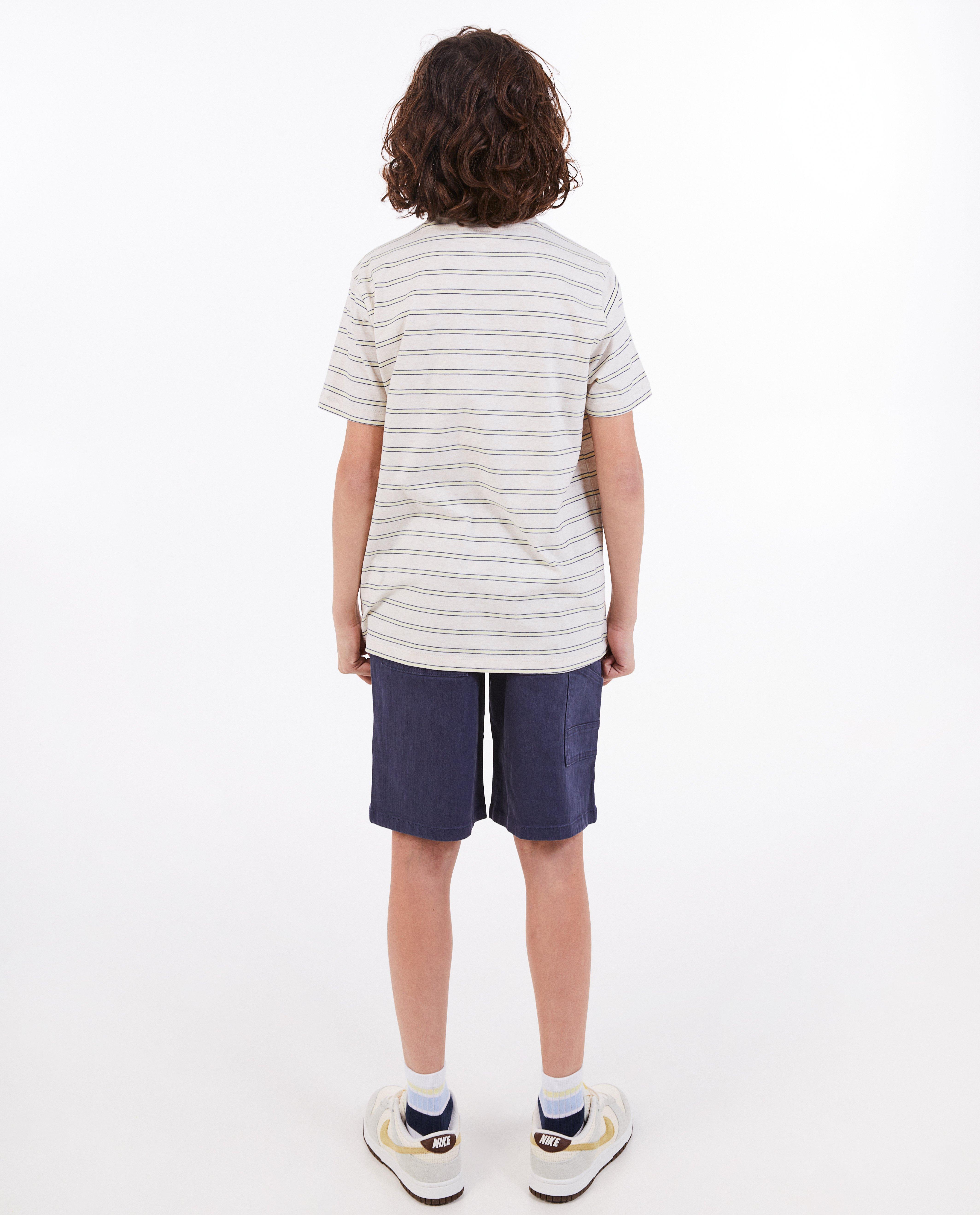 Tricou Fish & Chips cu dungi, 7-14 ani bej