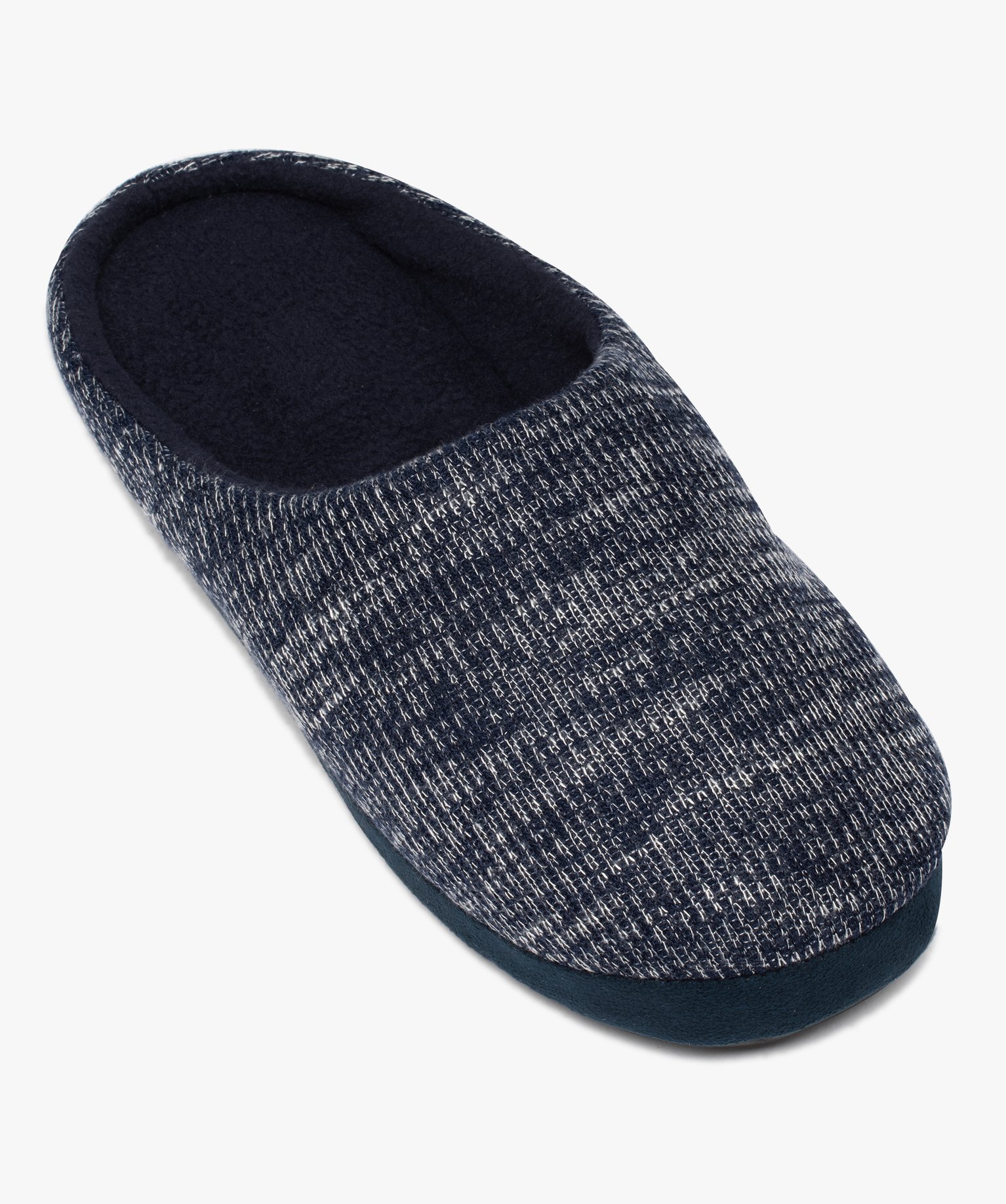 Chaussons homme mules dessus en maille chinée bleu | GEMO