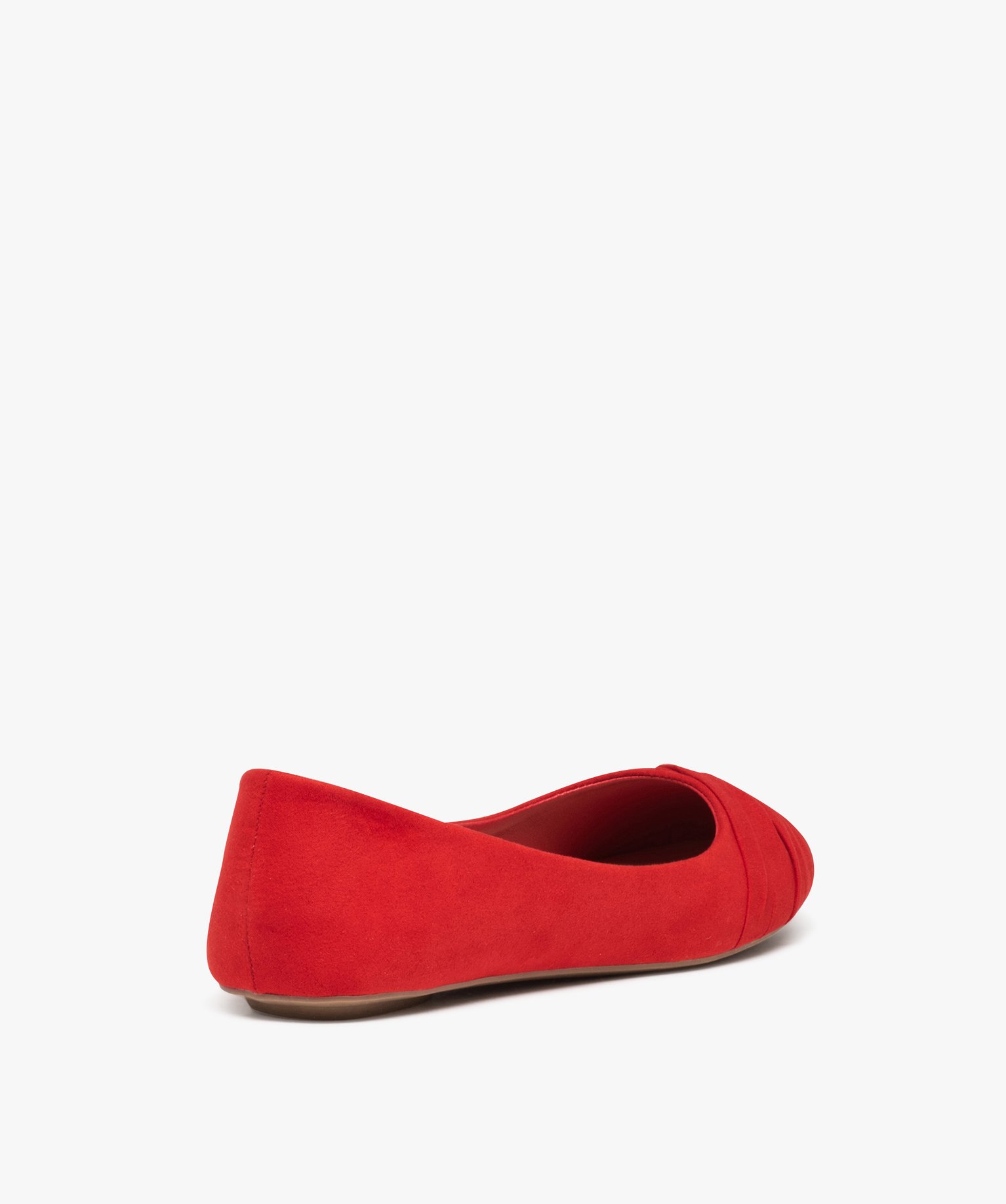 Ballerines femme en suédine unie avec bout drapé rouge | GEMO