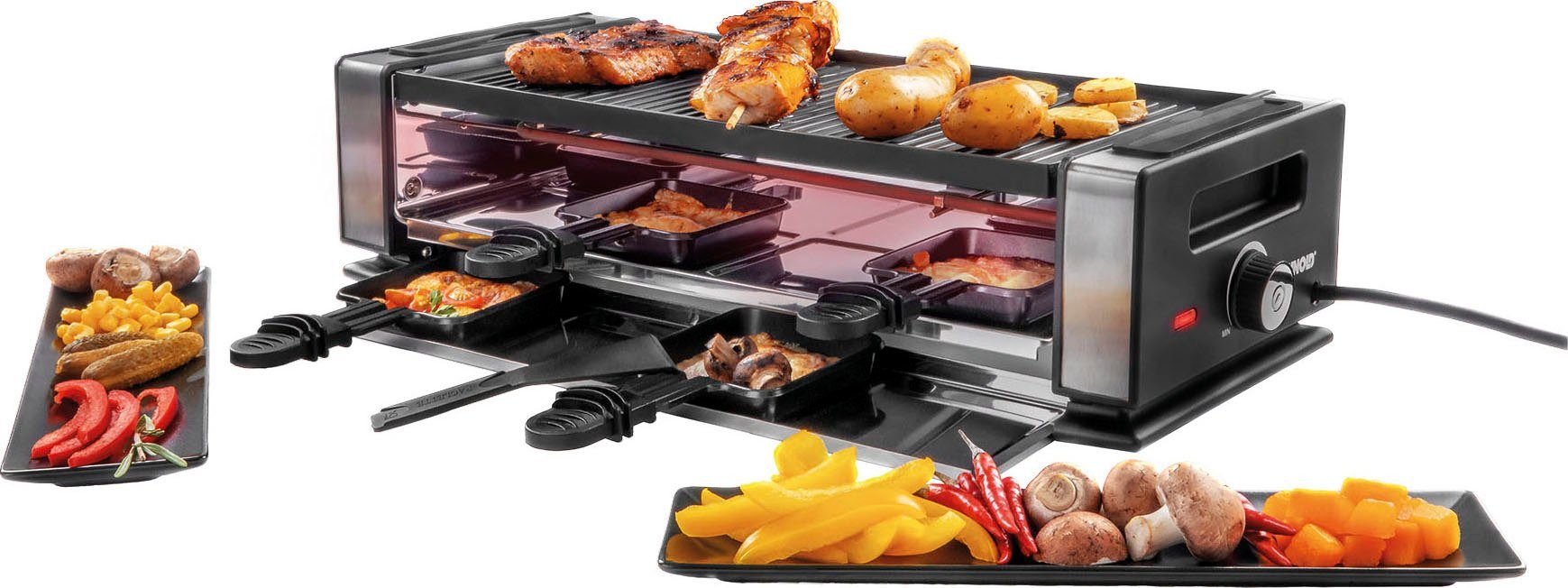 Unold Raclette Delice Basic 48760, 8 Raclettepfännchen, 1200 W