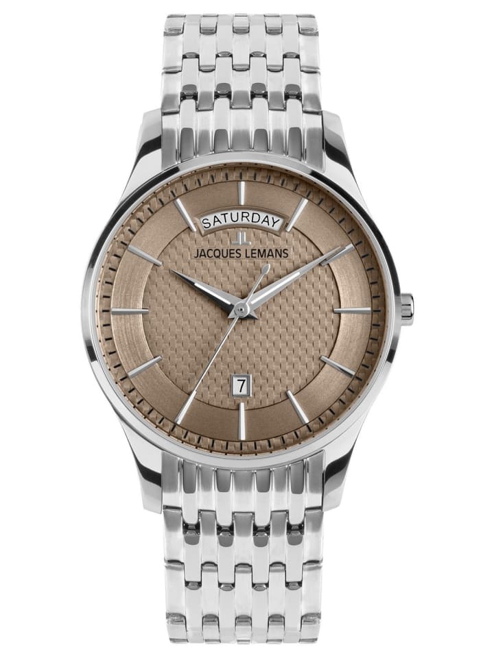 Jacques Lemans Herren-Armbanduhr Quarz Stahl/Braun günstig kaufen onesize