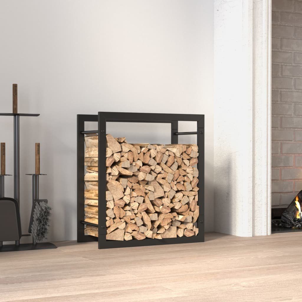 vidaXL Kaminholzregal Brennholzregal Mattschwarz 50x28x56 cm Stahl