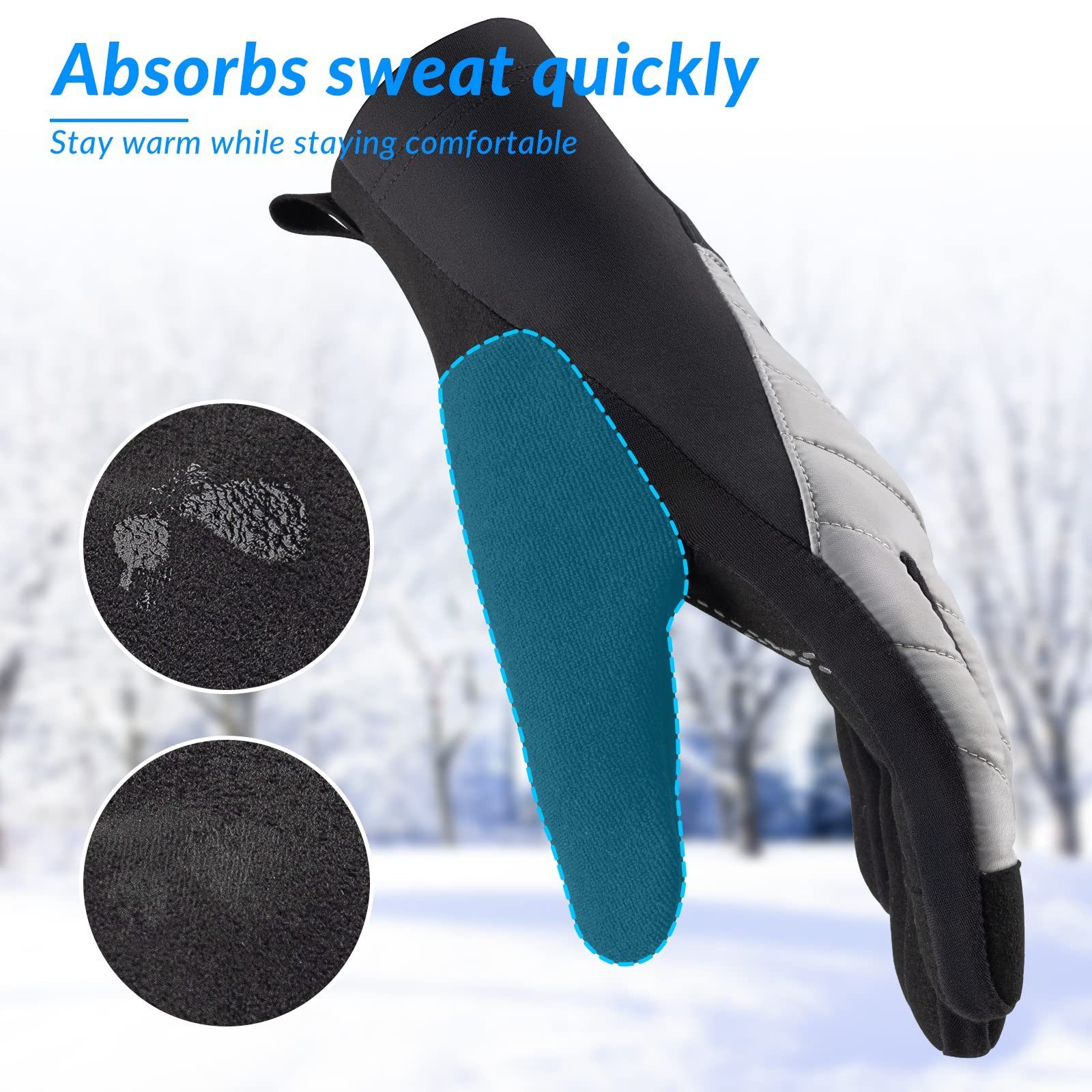 ROCKBROS Fahrradhandschuhe Winter/Herbst Thermo Sporthandschuhe (Fahrrad Handschuhe Vollfinger Stoßfeste Fahrradhandschuhe zum Radfahren, Laufen, Wandern Herren/Damen)