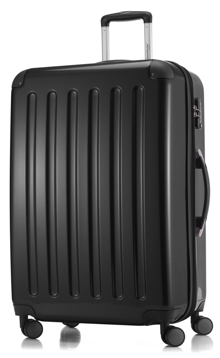 Alex - suitcase hard shell black glossy, TSA, 75 cm, 119 liters