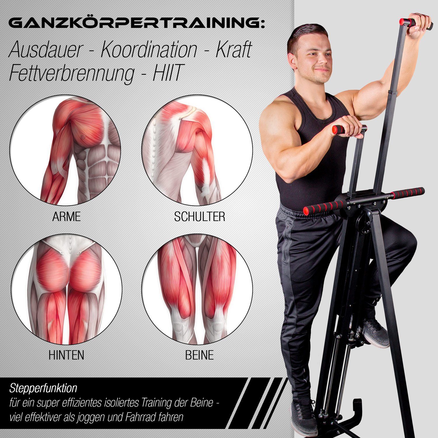 Sportstech Stepper VC300, innovativer 2in1 Stepper & Vertical Climber - Kletterbewegungen