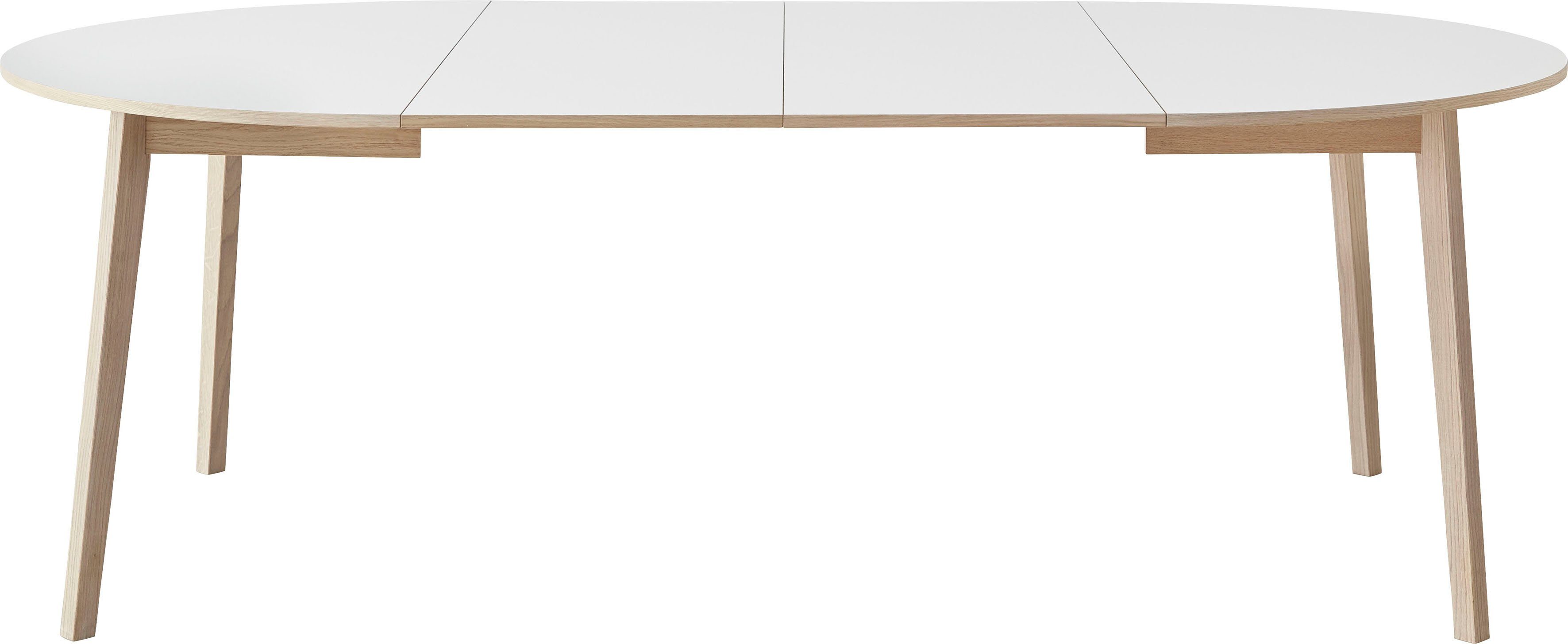 Hammel Furniture Esstisch Basic by Hammel Single, Ø130/228 cm, Gestell aus Massivholz, inklusive 2 Einlegeplatten