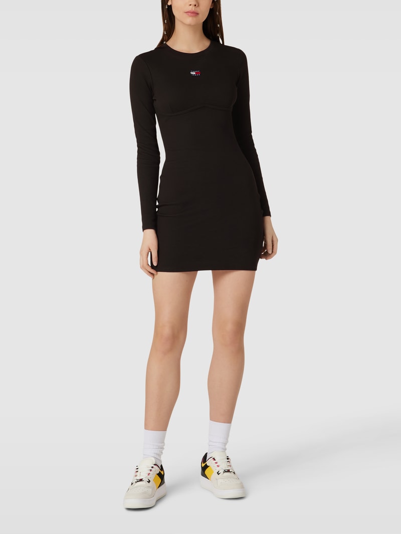 Sweatkleid in Ripp-Optik in schwarz