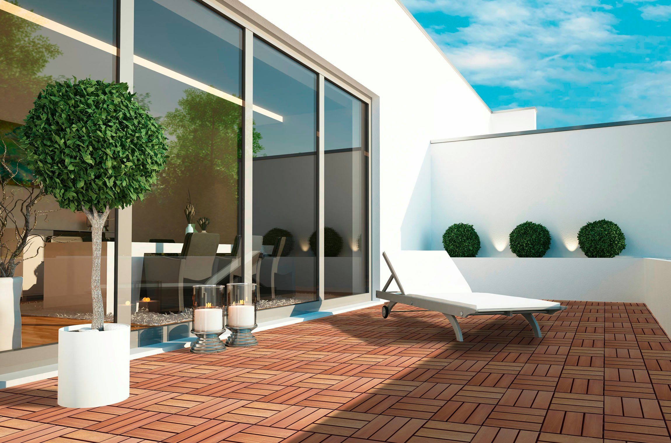 Gartenfreude Holzfliesen, Set, 10 St., 0,9 m², Akazienholz, wetterfest, mit Klickfunktion