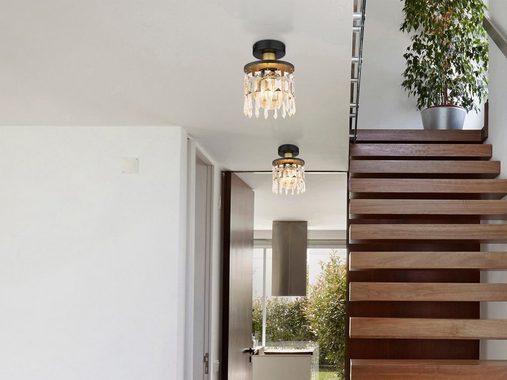meineWunschleuchte LED Deckenleuchte, LED wechselbar, warmweiß, kleine ausgefallene Designer Lampe mit Kristall für Treppenhaus Ø 15cm
