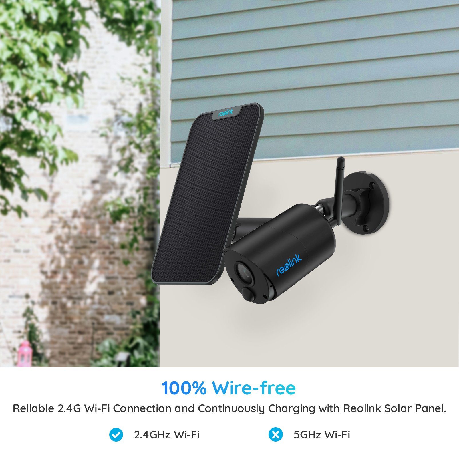 Reolink Argus Eco + Solarpanel - 2 Pack Überwachungskamera (Außenbereich, Solar Kamera Outdoor IR Nachtsicht 2-Wege-Audio)