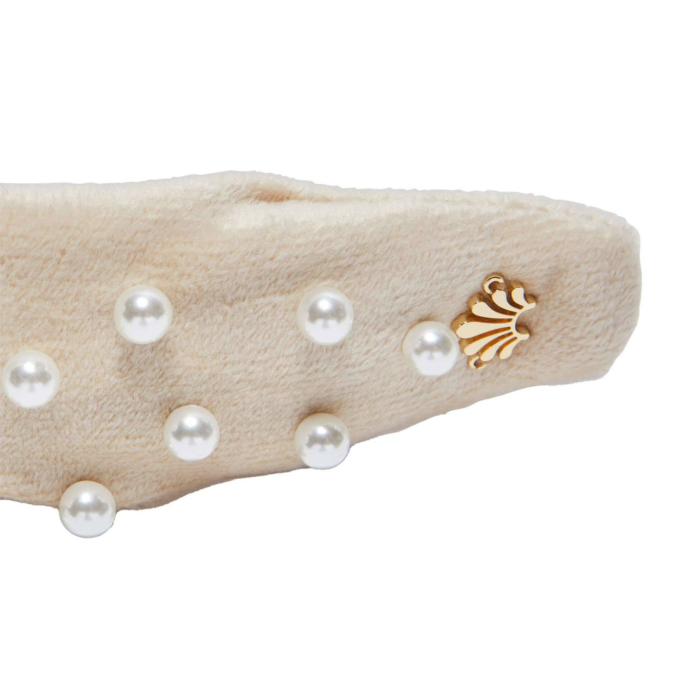 Lele Sadoughi PEARL EMBELLISHED VELVET GIGI HEADBAND Bandeau