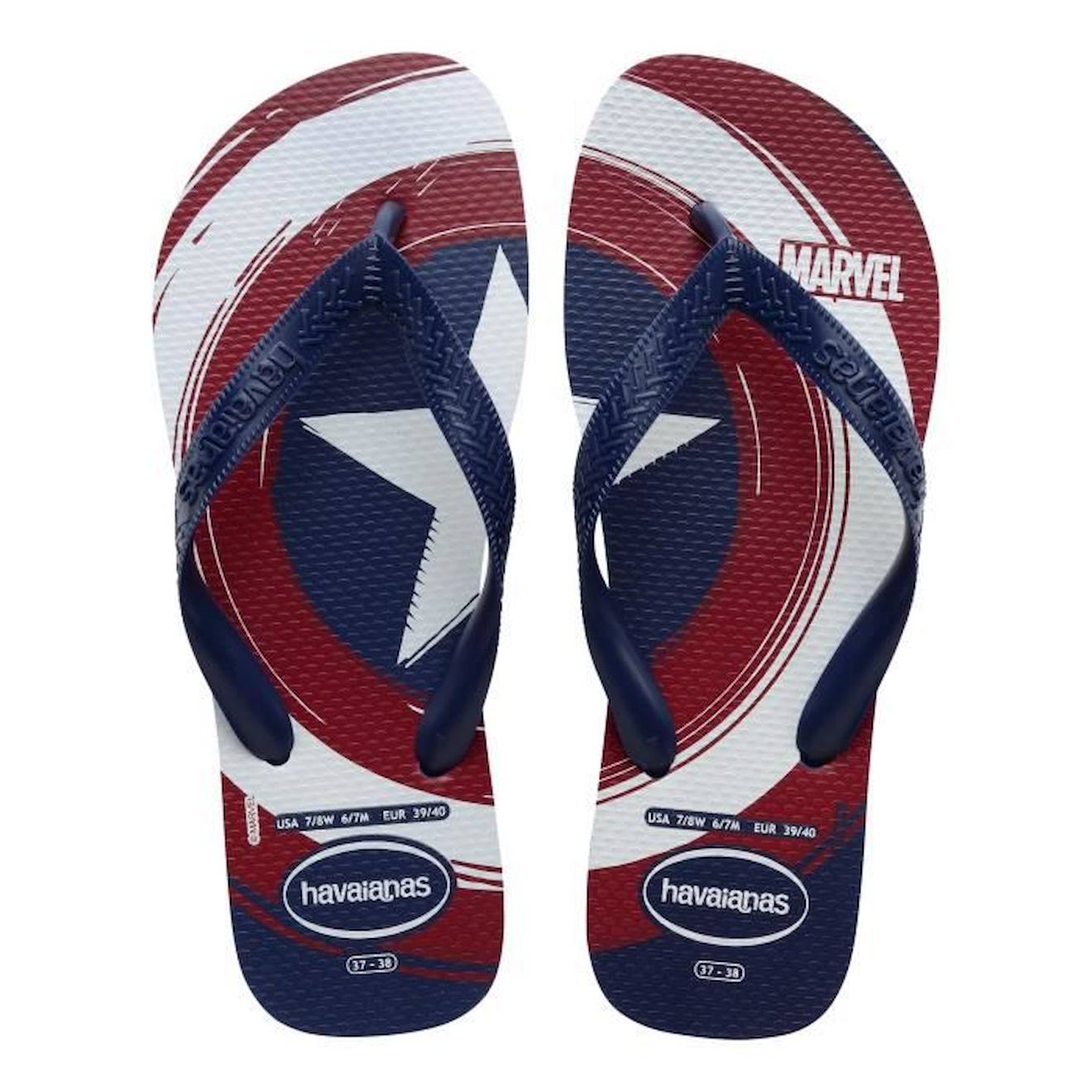 Tong à Enfiler Enfant Havaianas Top Marvel Logomania blanc