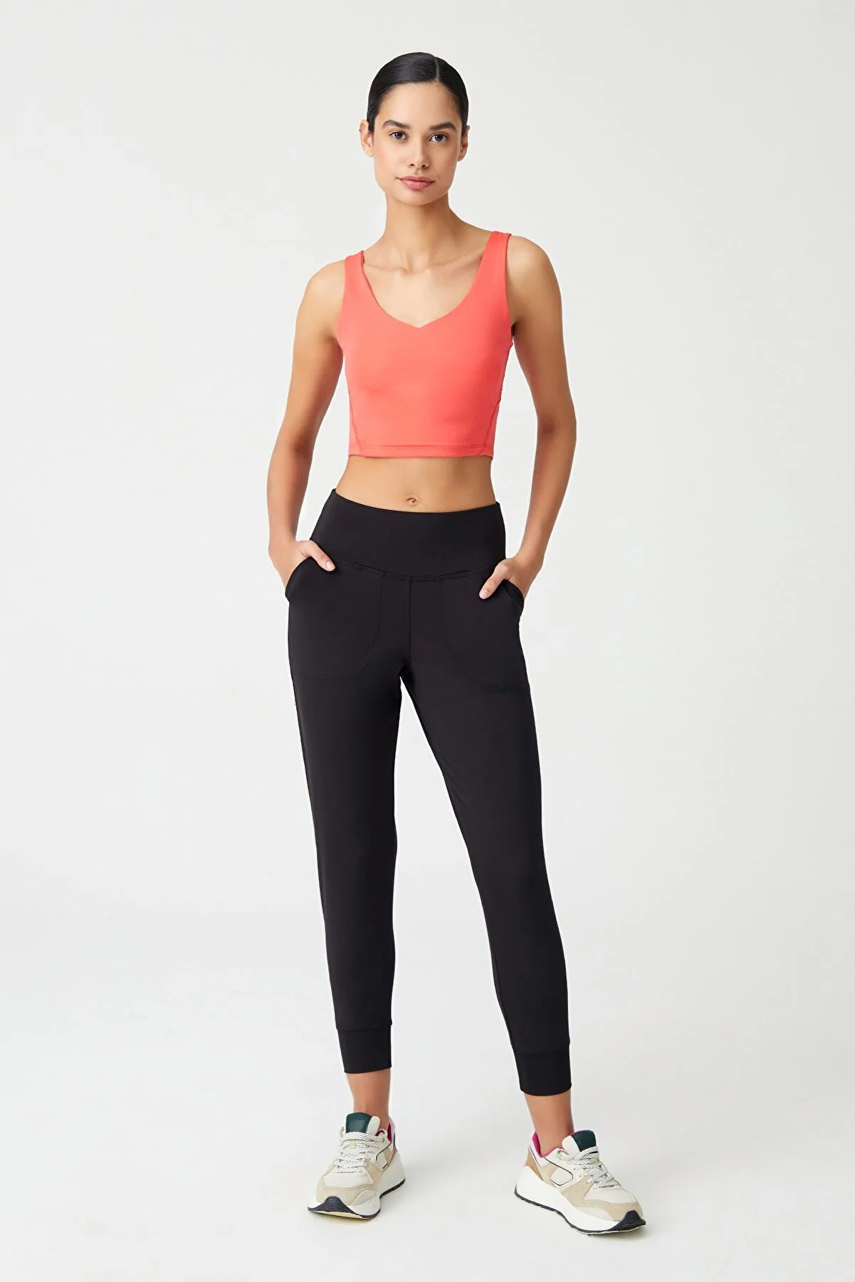 LOS OJOS  Schwarze Jogginghose mit hoher Taille für Damen
