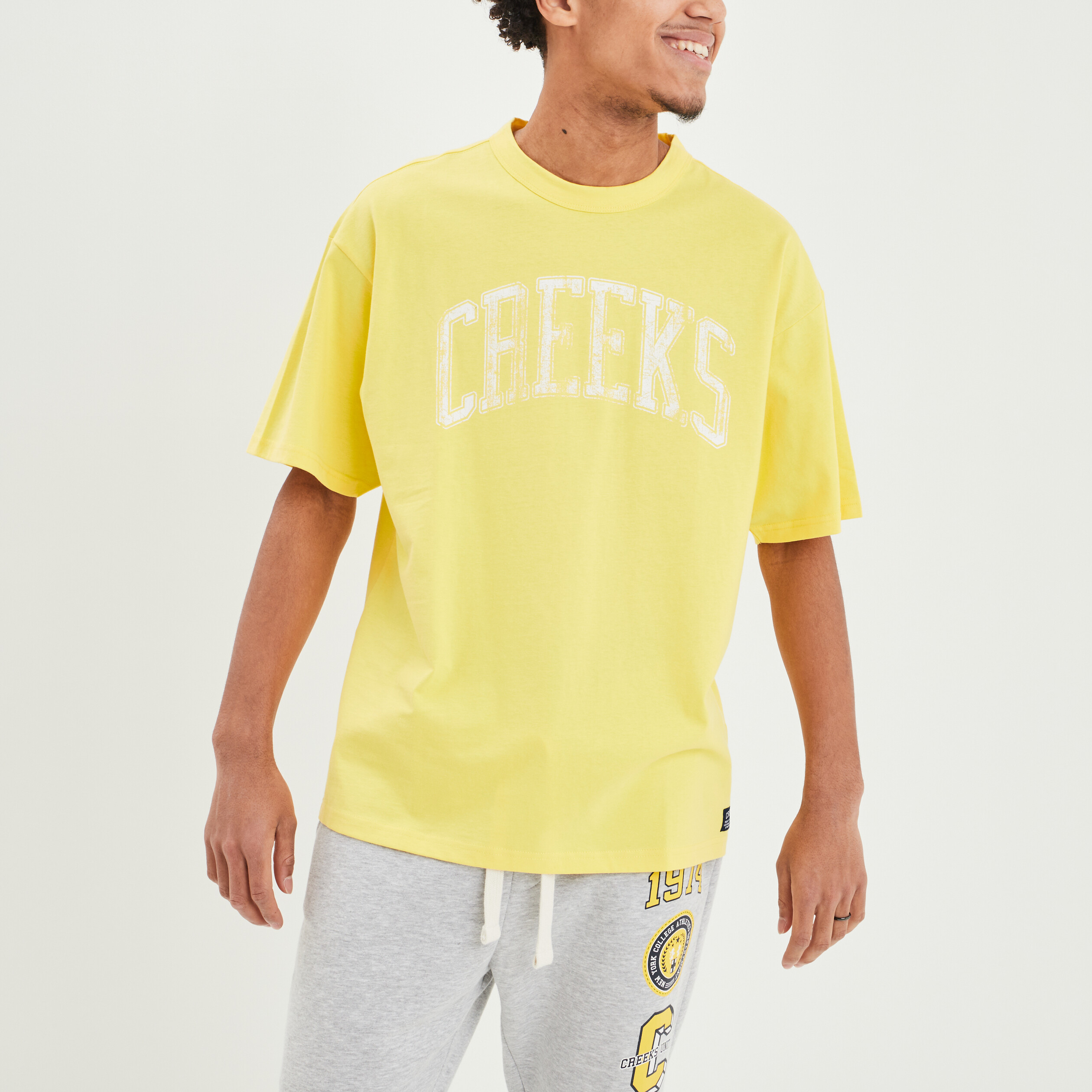 T-shirt manches courtes oversize Creeks jaune citron homme | La Halle