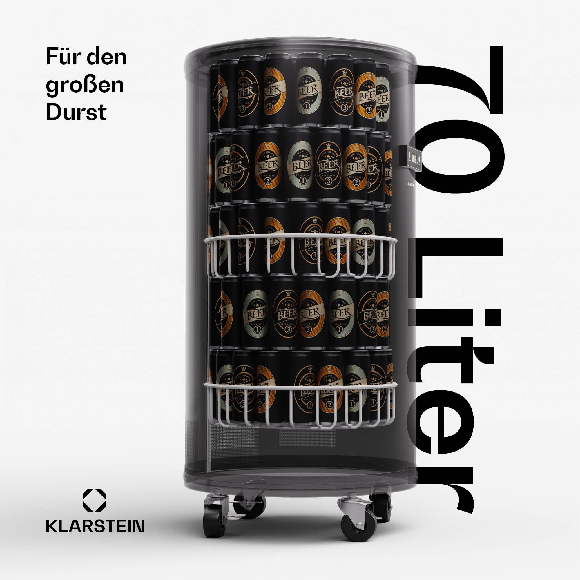 Klarstein Table Top Kühlschrank ICE4-MR.-Barbot-70-b 10045460, 92.5 cm hoch, 45.5 cm breit, Bier Hausbar Getränkekühlschrank Flaschenkühlschrank