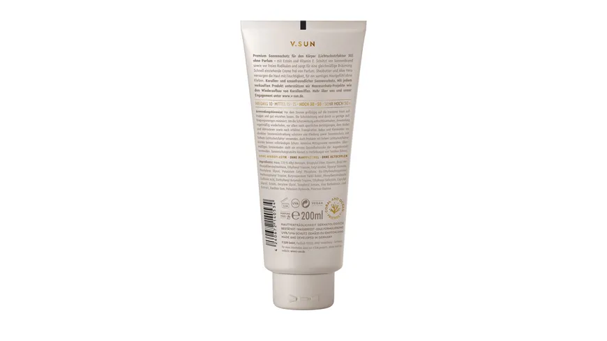 V.SUN Sonnencreme Körper Parfümfrei LSF 30 200 ml