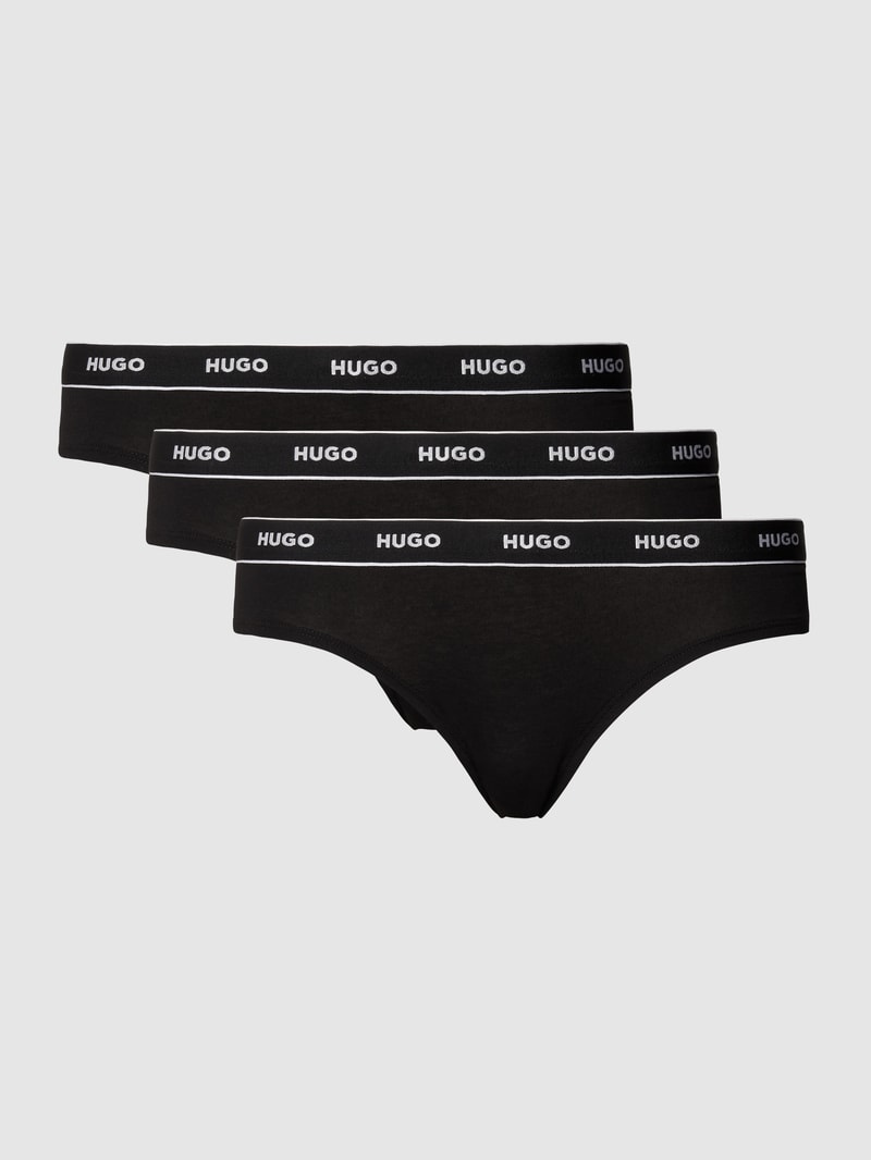 Slip mit Label-Print im 3er-Pack in schwarz