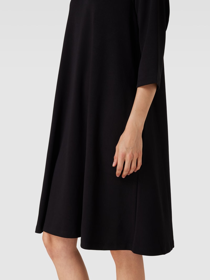 Knielanges Kleid mit 3/4-Arm Modell 'BANU' in schwarz