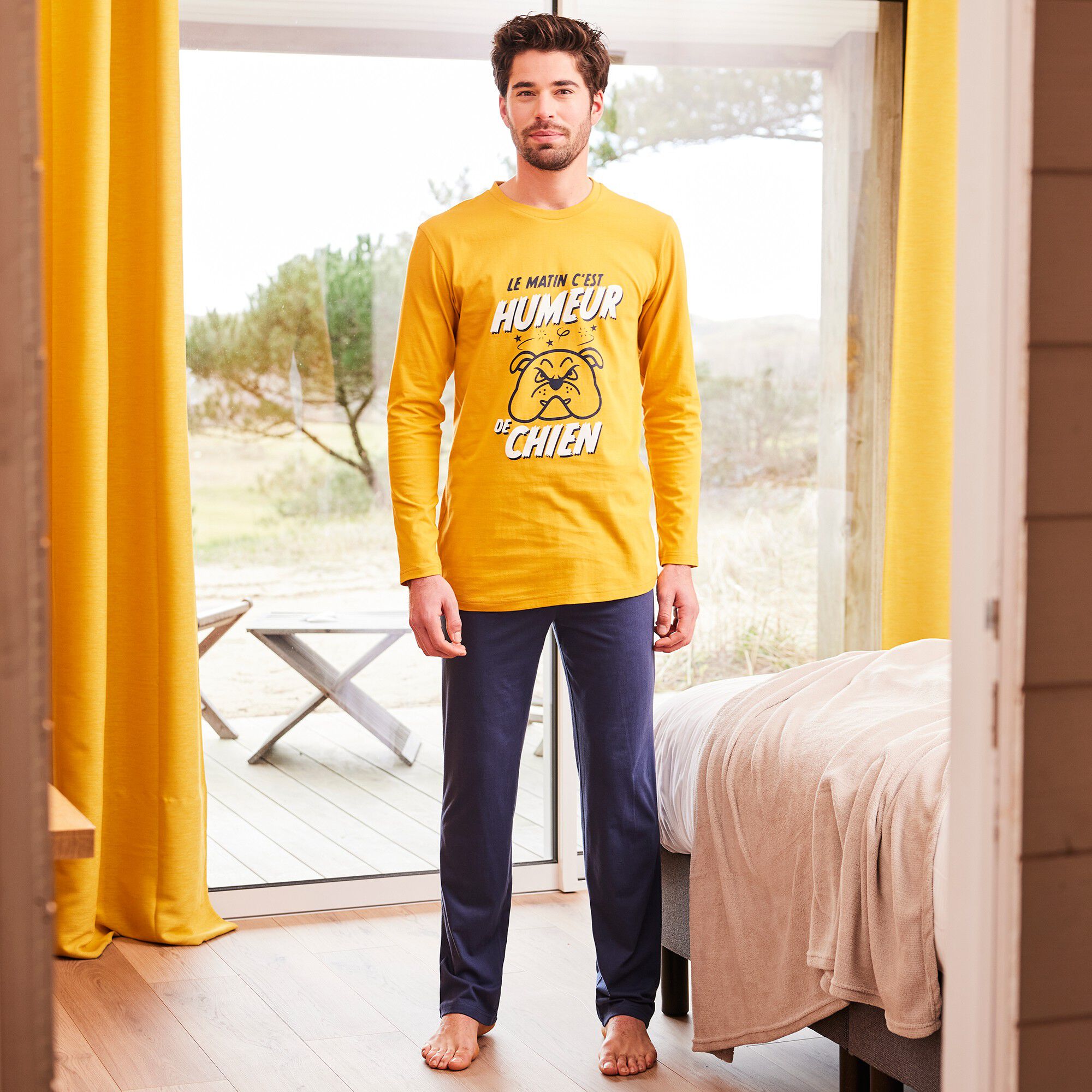 Pyjama pantalon manches longues message