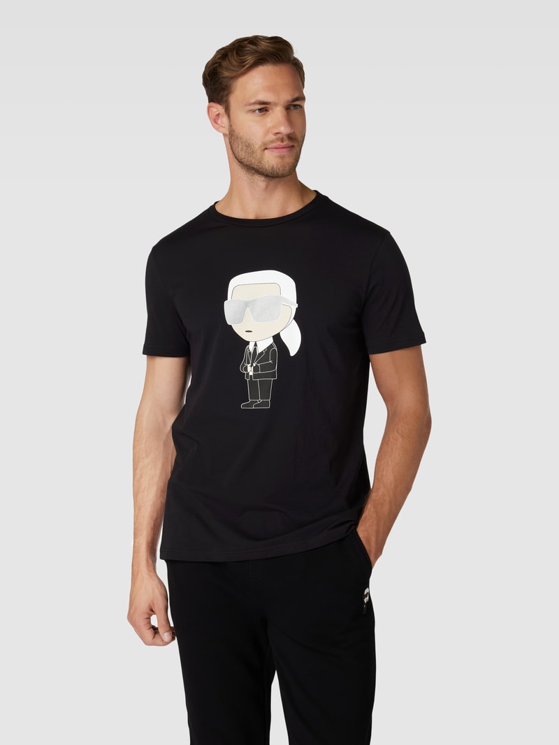 T-Shirt mit Motiv-Print in schwarz
