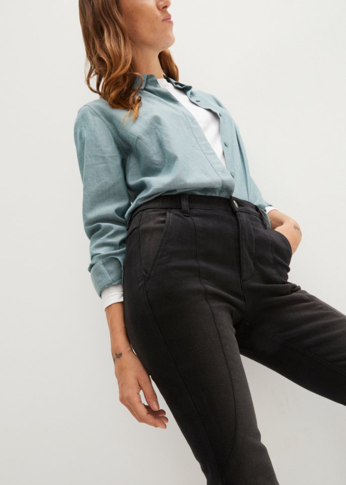 High-Waist-Stretch Thermojeans mit Fleece-Futter und streckenden Nähten