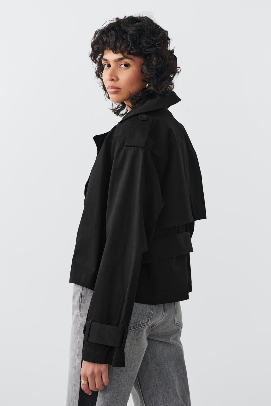 Cropped trench coat