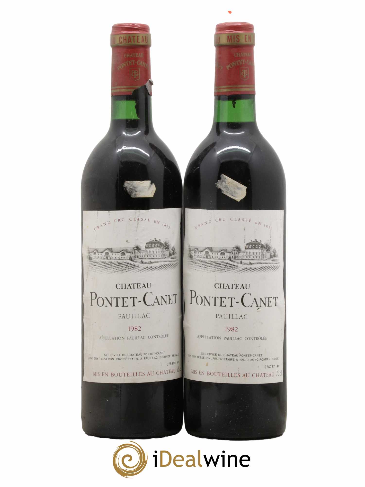 Château Pontet Canet 5ème Grand Cru Classé  1982 - Lot de 2 Bouteilles
