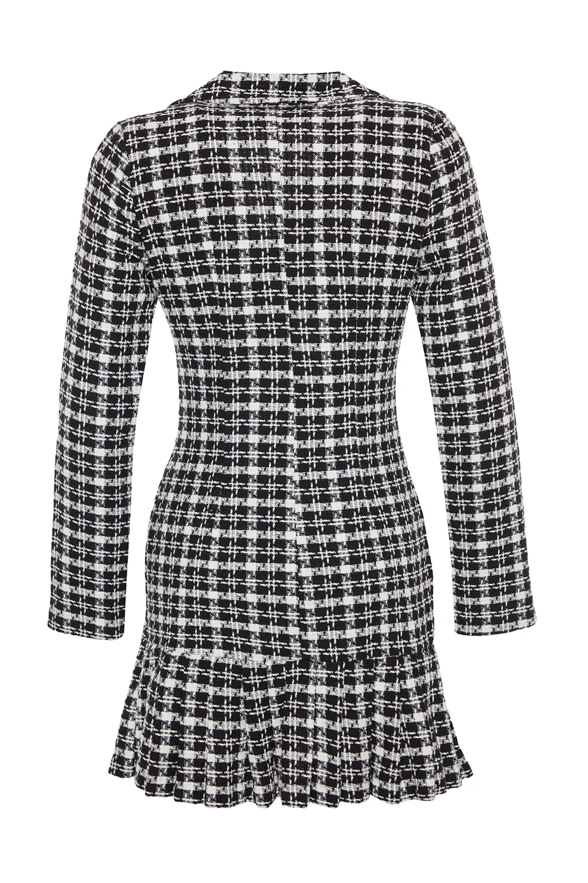 Trendyol Collection  Schwarzer Rock, Volant, Knopfdetail, Tweed-Webkleid TWOAW23EL00870
