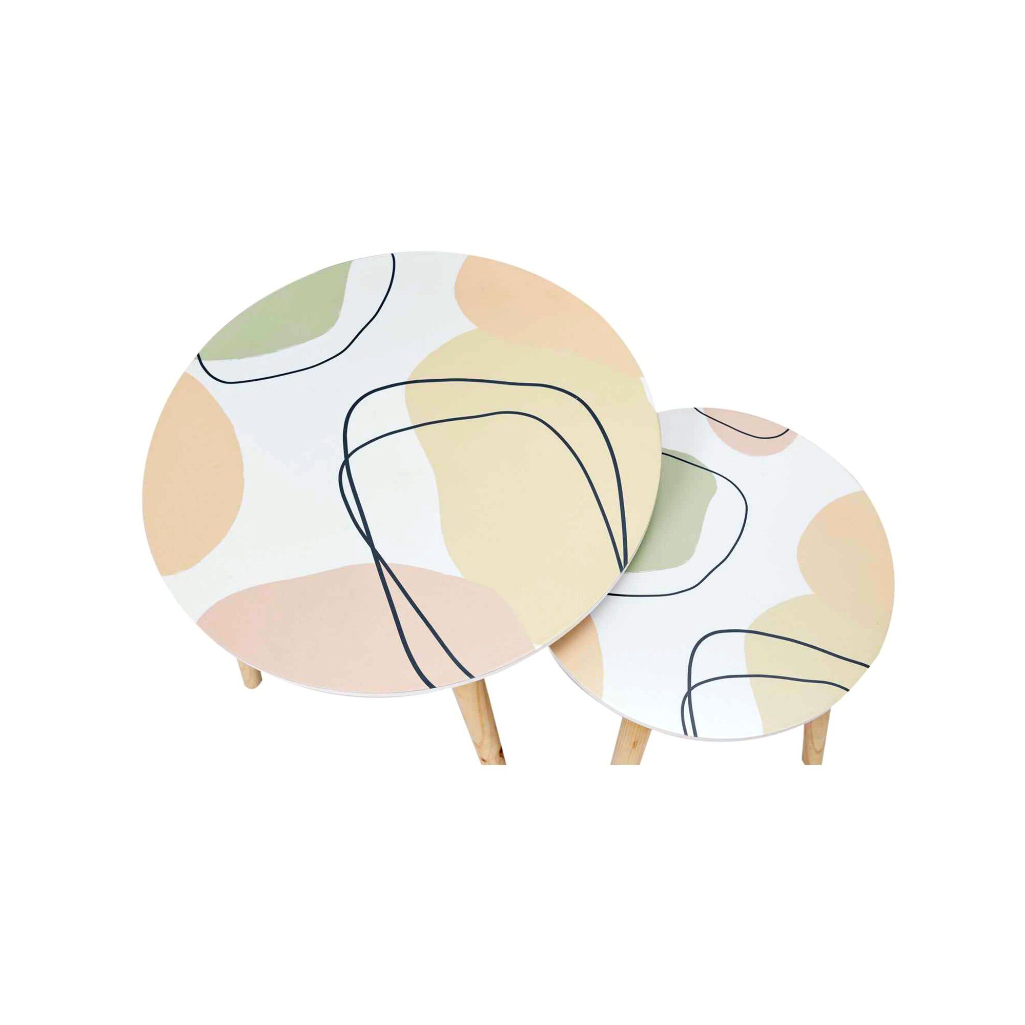 Tables gigognes, plateau motifs abstraits