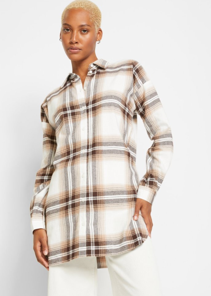 Long- Flanell- Hemdbluse, extra warm