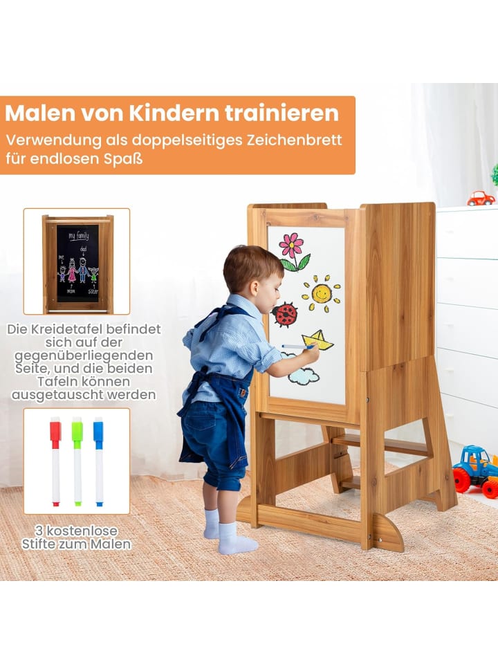 COSTWAY 2 in 1 Tritthocker 1-7 Jahre in Beige günstig kaufen onesize