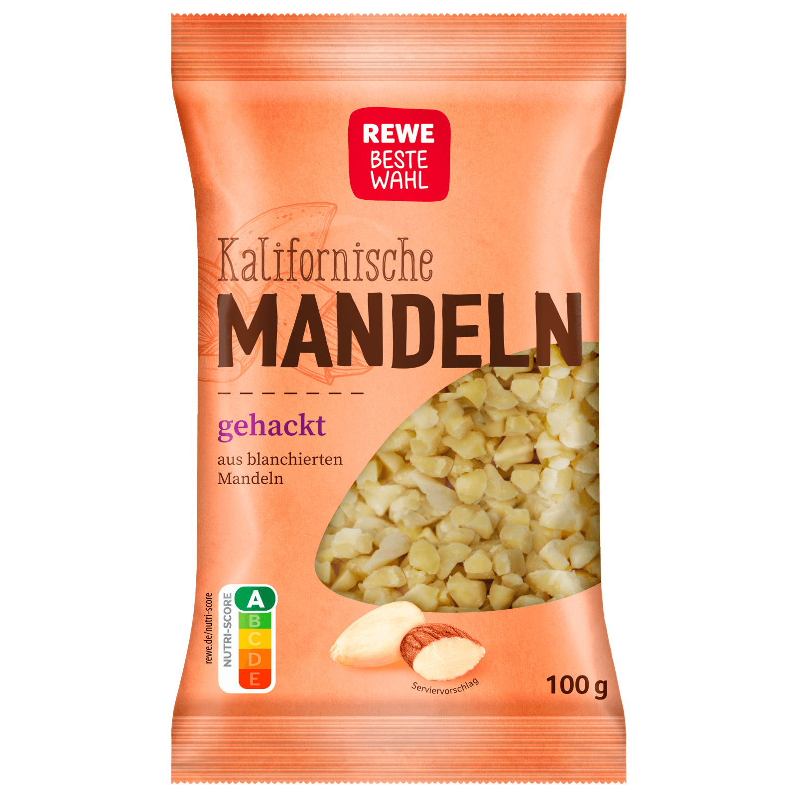 REWE Beste Wahl Kalifornische Mandeln gehackt 100g