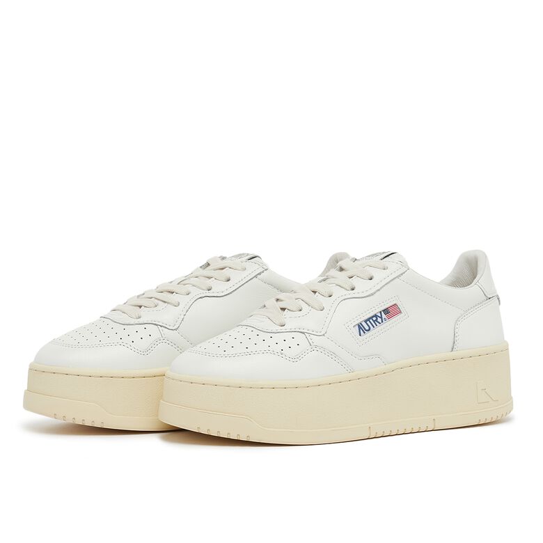 Autry Wmns Medalist Platform Leat/Leat wht/wht