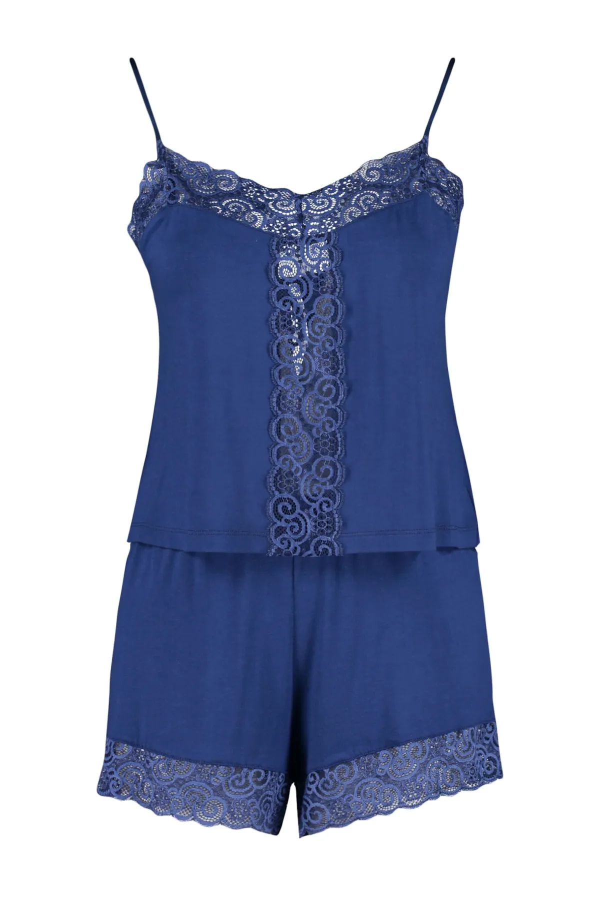 Trendyol Collection  Pyjama-Set aus Strick mit Indigospitze und Seilträgern auf der Rückseite THMSS23PT00127