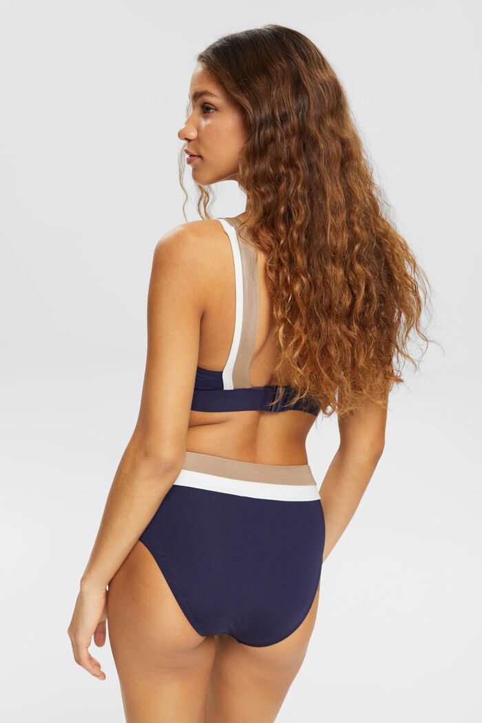 Dreifarbige Bikinihose mit hohem Bund