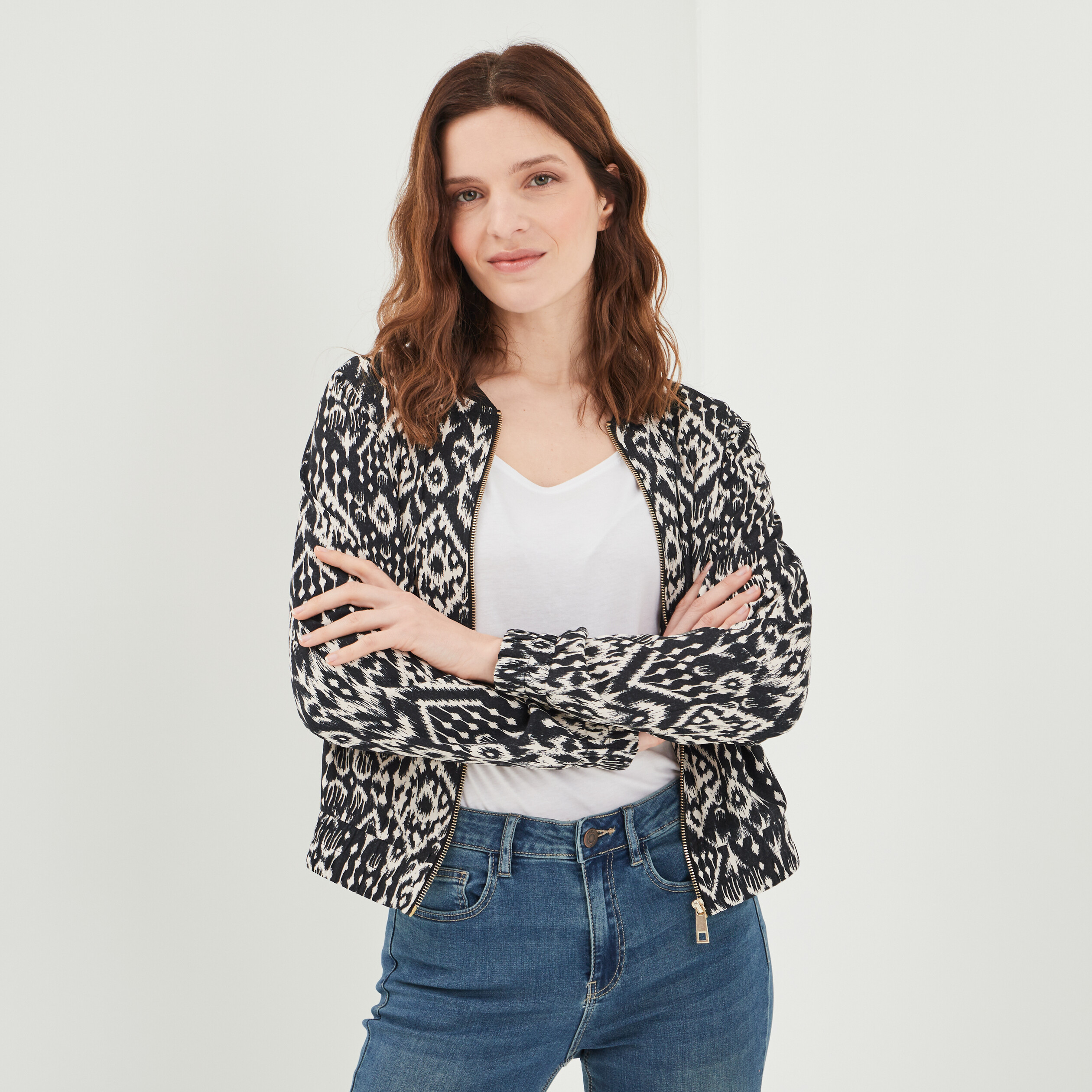 Veste style bomber droite Liberto noir femme | La Halle