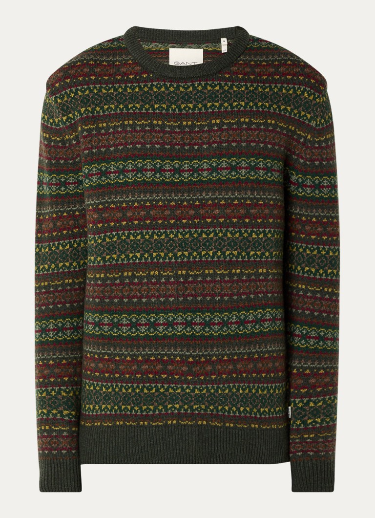 Sweter Gant o grubym splocie z mieszanki wełny i dzianinowym wzorem