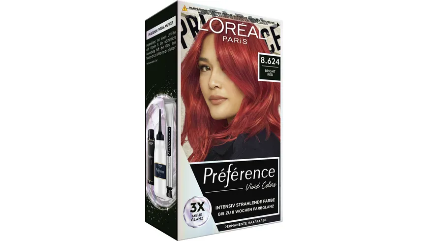 L'Oréal Préférence Vivid Colors Haarfarbe 8.624 - bright red