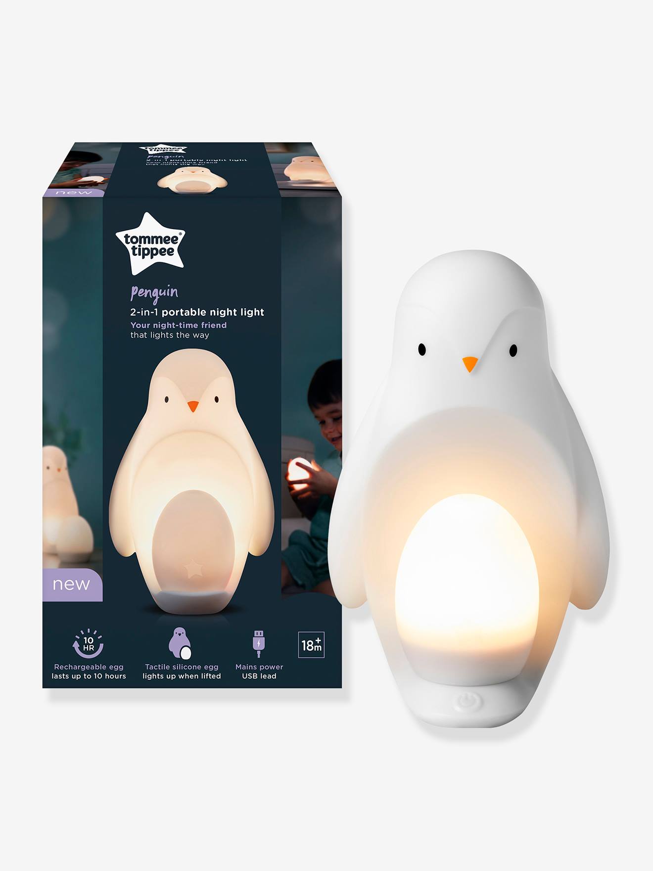 Veilleuse portable 2 en 1 TOMMEE TIPPEE Pingouin blanc