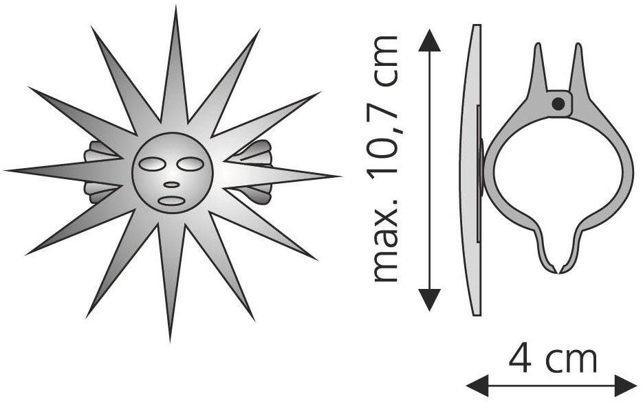 Dekoklammer Sonne, Liedeco, Gardinen, Vorhänge, (Packung, 2-St), für Gardinen, Vorhänge