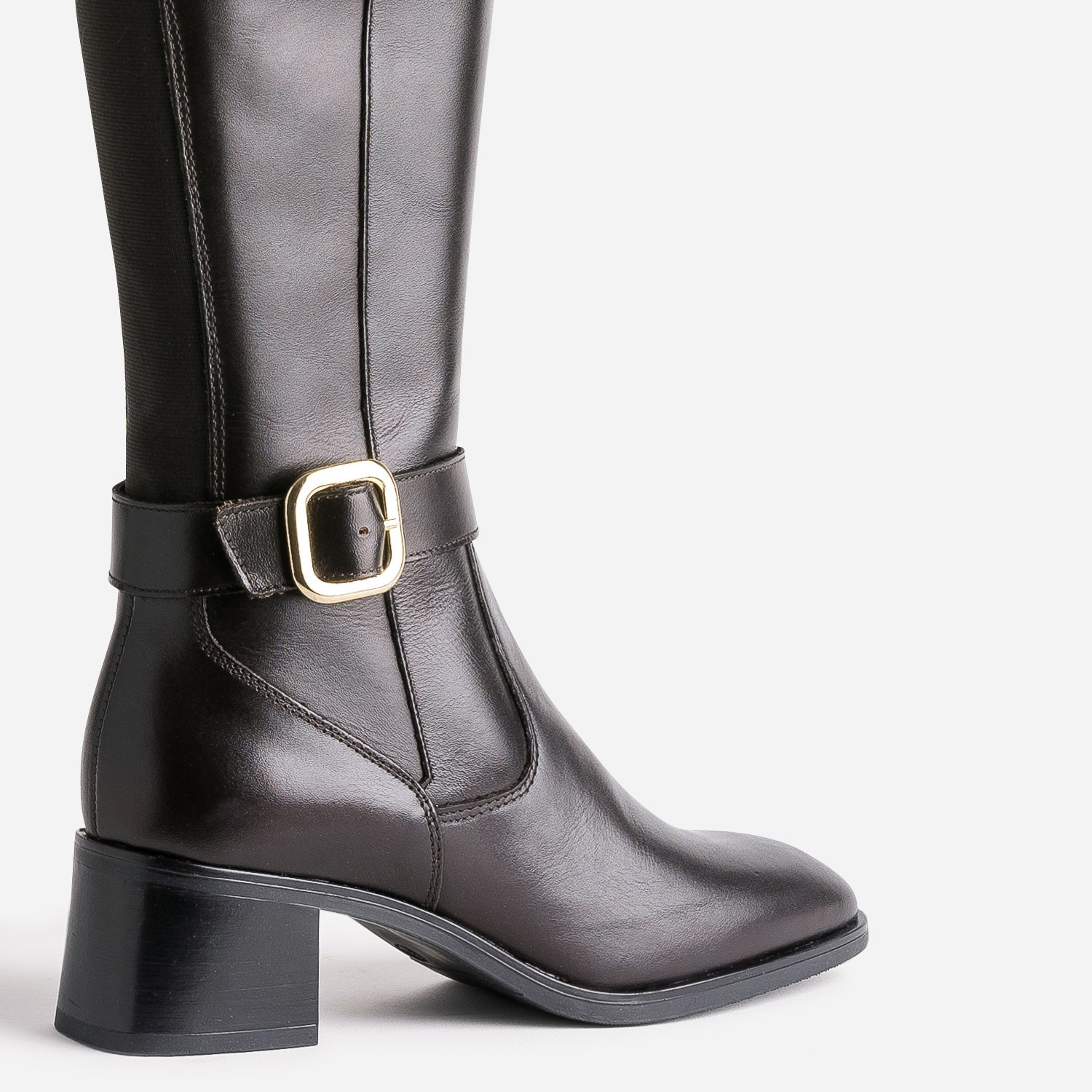 Botte marron foncé cuir avec bride