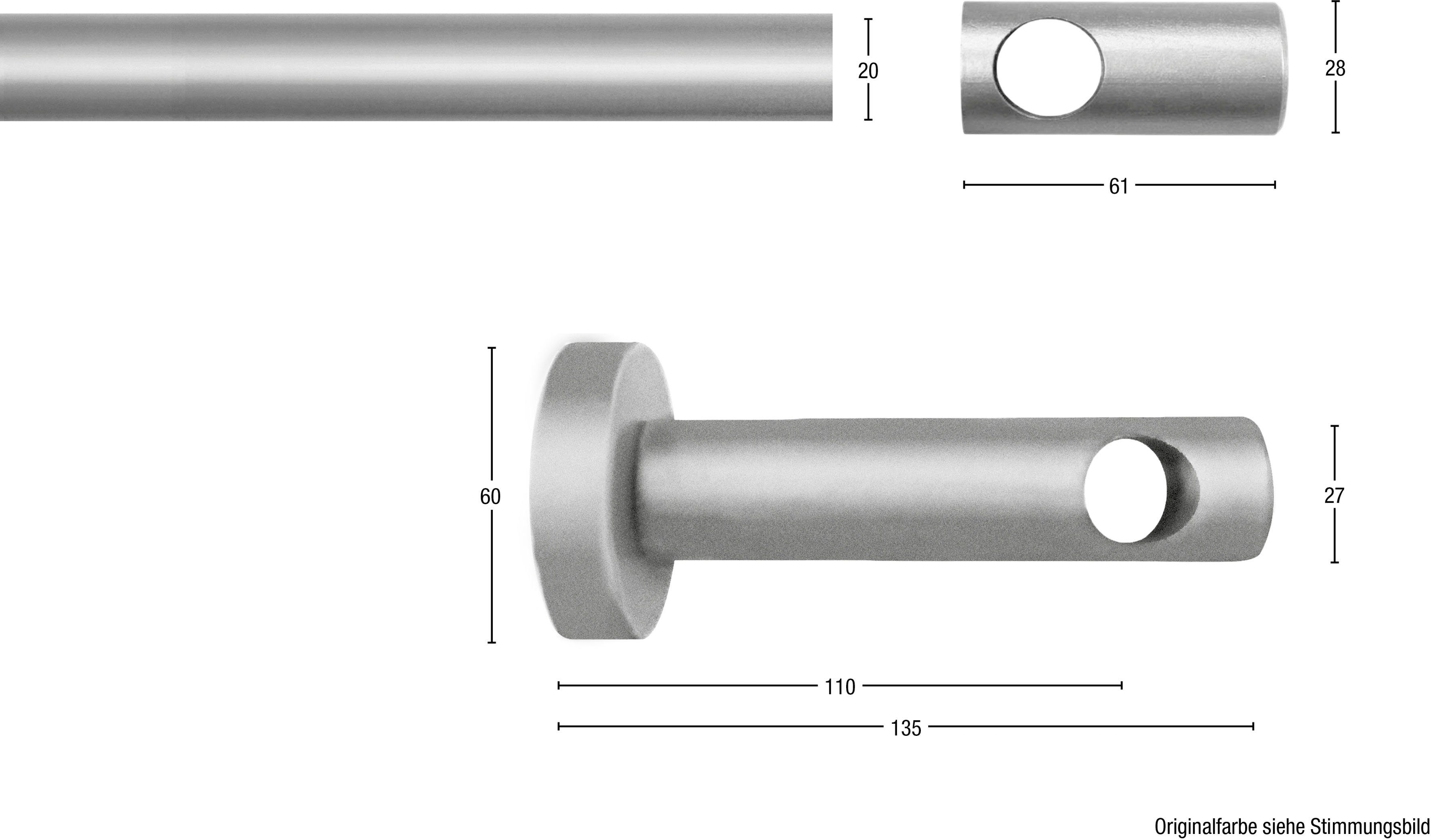 Gardinenstange PANDRI, GARESA, Ø 20 mm, 1-läufig, Wunschmaßlänge, einfache mit Verbinder verlängerbar, ohne Ringe