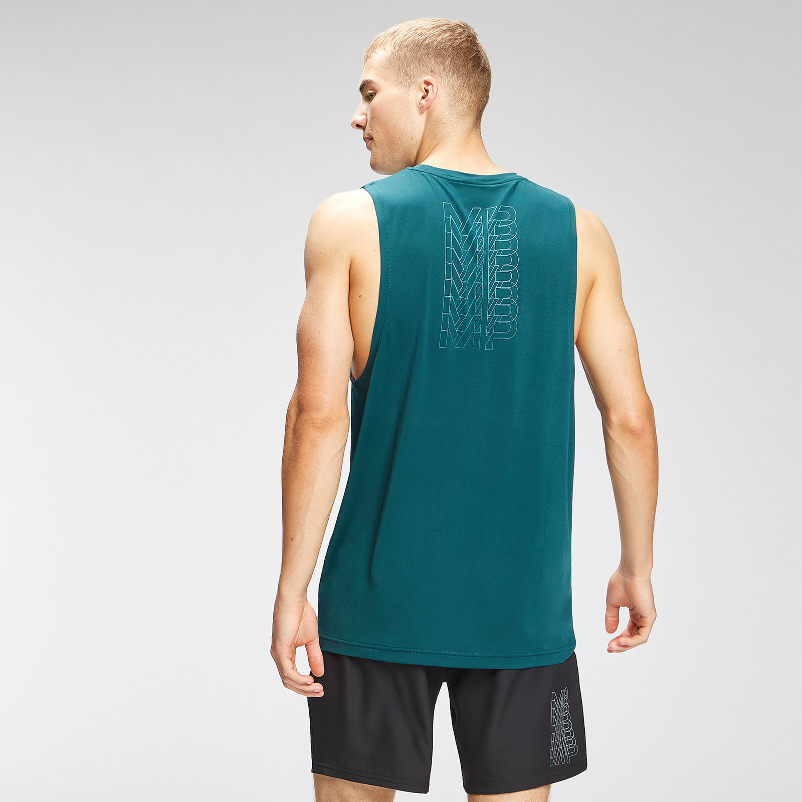 Débardeur à imprimé répétitif Graphic Training pour hommes – Bleu sarcelle foncé