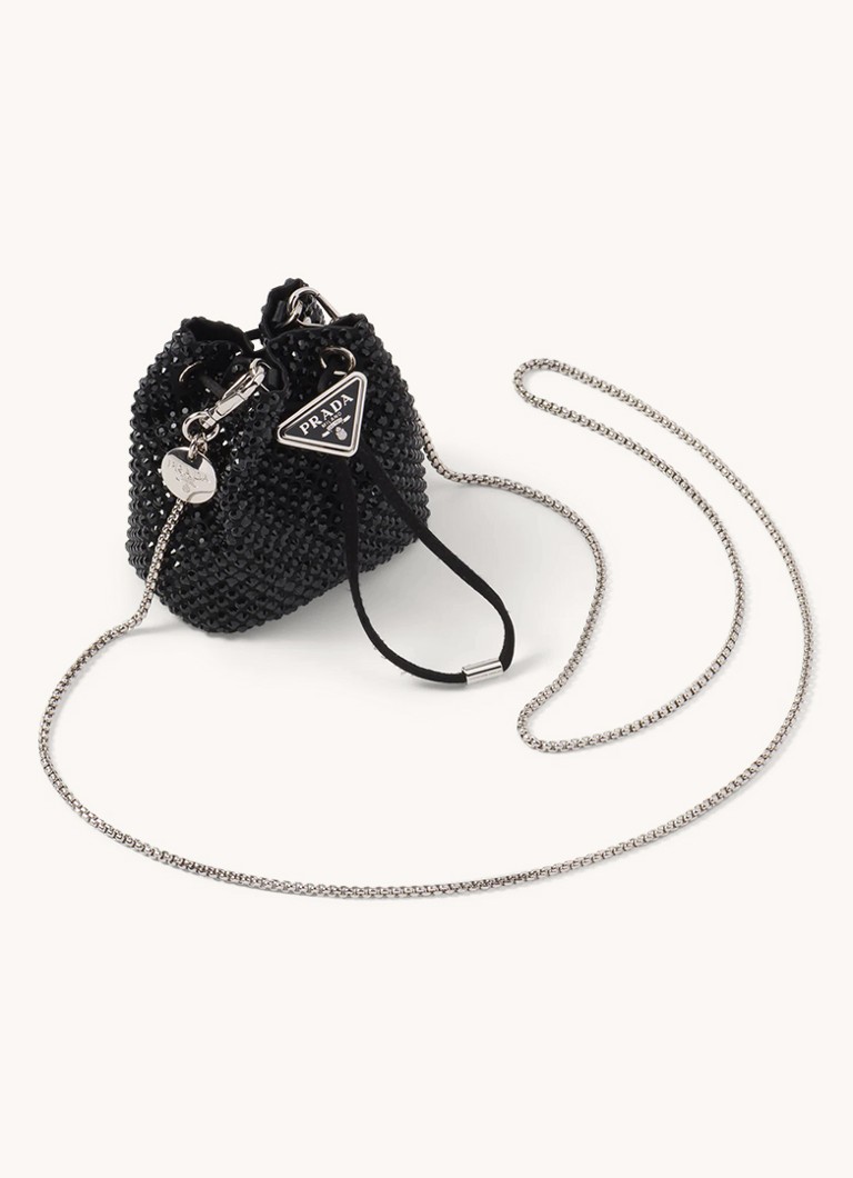 Prada Mini crossbody bag with leather details and rhinestones